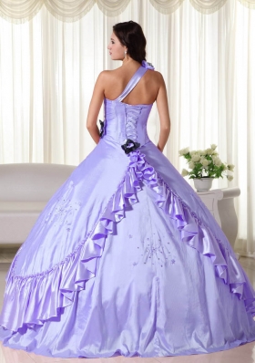 2014 Lavender Puffy One Shoulder Quinceanera Dresses with Beading