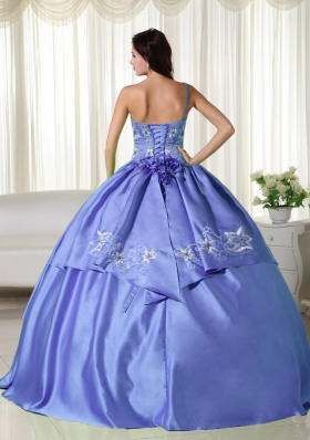 2014 Lovely Puffy Off the Shoulder Embroidery Quinceanera Dresses