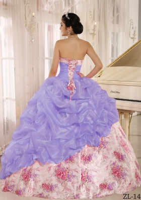 2014 Printing Sweetheart Beading and Pick-ups Quinceanera Dresses For Custom Made