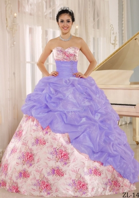 2014 Printing Sweetheart Beading and Pick-ups Quinceanera Dresses For Custom Made