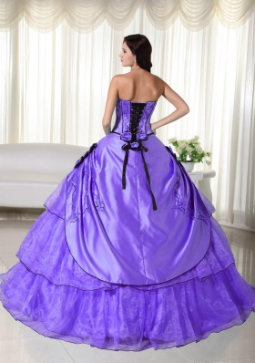 2014 Puffy Strapless Beading Quinceanera Dresses with Hand Made Flower