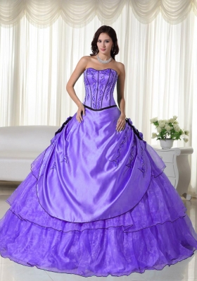 2014 Puffy Strapless Beading Quinceanera Dresses with Hand Made Flower