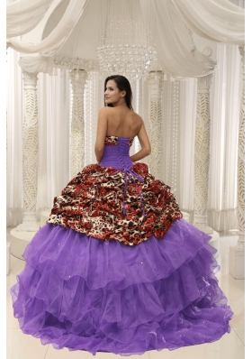 2014 Spring Leopard Quinceanera Dresses With Beaded Decorate