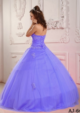 Classical Puffy Sweetheart Appliques Lilac Quinceanera Dress for 2014