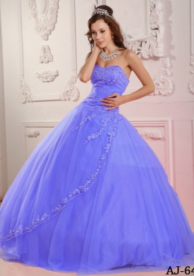 Classical Puffy Sweetheart Appliques Lilac Quinceanera Dress for 2014