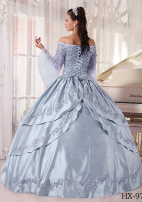 Discount Puffy Off The Shoulder Appliques Quinceanera Dresses for 2014