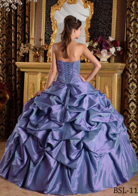 Elegant Puffy Strapless 2014 Beading Quinceanera Dresses with Pick-ups