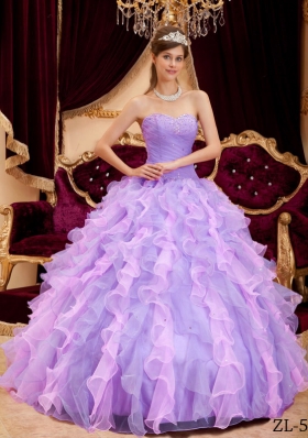 Fashionable Lavender Sweetheart 2014 Beading Quinceanera Dresses with Ruffles