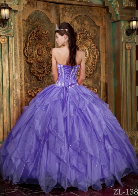 Gorgeous Puffy Strapless 2014 Appliques Quinceanera Dresses with Ruffles