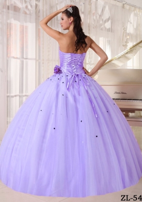 Lovely Lavender Puffy Strapless Beading and Ruching Quinceanera Dresses for 2014