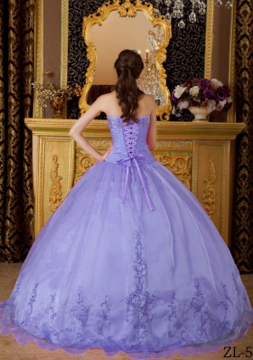 Lovely Lavender Puffy Sweetheart Lace Appliques Quinceanera Dresses for 2014