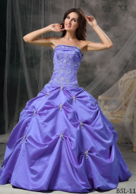 Modest Puffy Strapless Beading Quinceanera Dresses for 2014