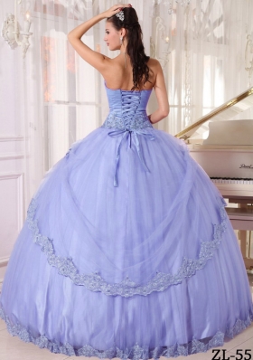 Popular Puffy 2014 Sweetheart Lace Appliques Quinceanera Dresses