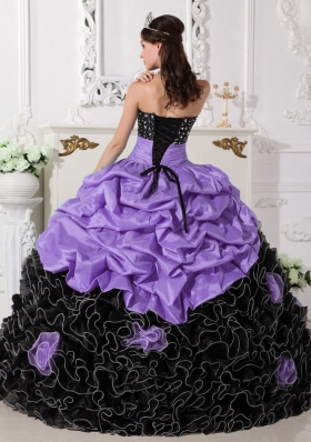 Puffy Sweetheart Beading and Rolling Flowers for 2014 Quinceanera Dresses