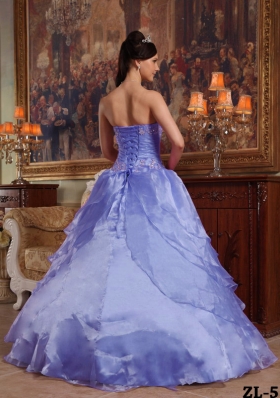 2014 New Style Lavender Puffy Strapless Beading Quinceanera Dresses