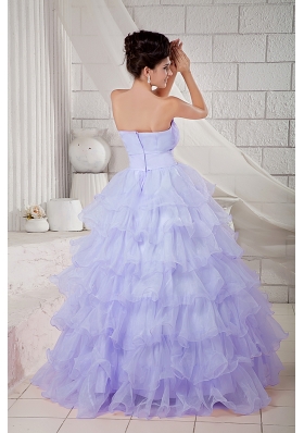 2014 Spring Lilac Puffy Sweetheart Beading Quinceanea Dresses