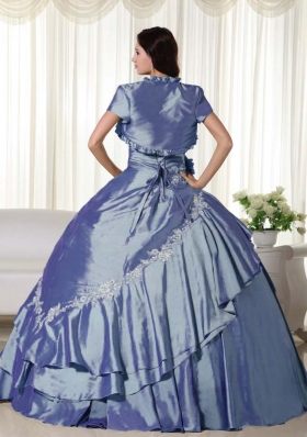 Beautiful Puffy Strapless Appliques 2014 Spring Quinceanera Dresses