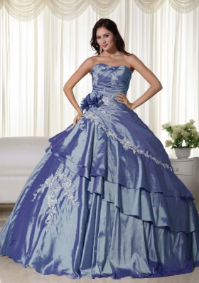 Beautiful Puffy Strapless Appliques 2014 Spring Quinceanera Dresses