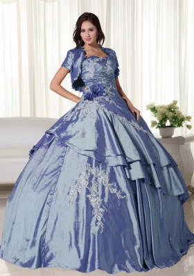 Beautiful Puffy Strapless Appliques 2014 Spring Quinceanera Dresses