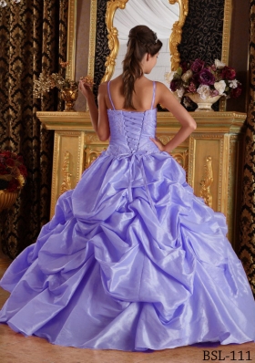 Classical Puffy Straps Beading and Appliques Quinceanera Dresses for 2014