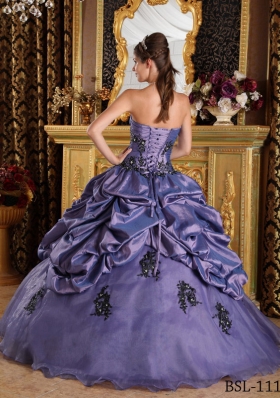 Elegant Princess Strapless 2014 Appliques Quinceanera Dresses with Pick-ups