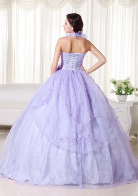 Elegant Puffy Halter Embroidery and Beading Quinceanera Dresses for 2014