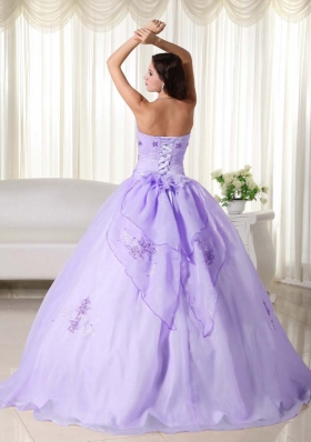 Most Popular Lavender Puffy Strapless Embroidery Quinceanera Dresses for 2014