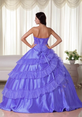 Popular Puffy Strapless 2014 Embroidery Quinceanera Dresses with Appliques