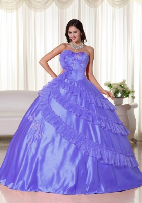 Popular Puffy Strapless 2014 Embroidery Quinceanera Dresses with Appliques