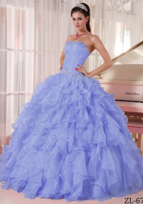 Pretty Puffy Strapless 2014 Beading Lavender Quinceanera Dress with Ruffles