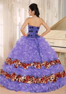 Pretty Ruffles Appliques Sweetheart Quinceanera Dresses with Leopard For 2014