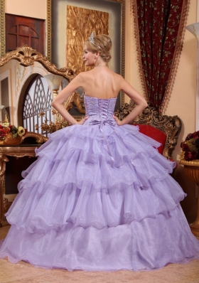 Puffy Strapless 2014 Beading Quinceanera Dresses with Ruffled Layers