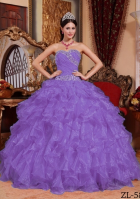 Puffy Sweetheart 2014 Spring Beading Quinceanera Dresses with Ruffles