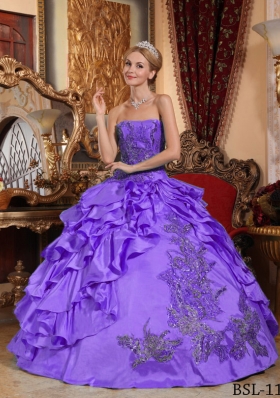 Super Hot Puffy Strapless Ruffles and Appliques 2014 Quinceanera Dresses