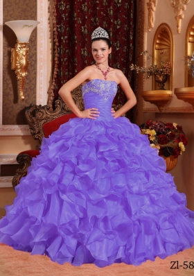 New Style Puffy Strapless Beading and Appliques Quinceanera Dresses for 2014