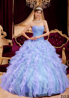 2014 Puffy Sweetheart Beading Quinceanera Dresses with Ruffles