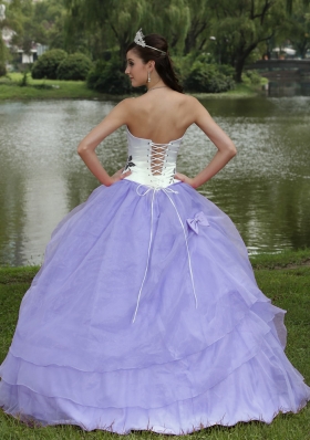 2014 Spring New Style Embroidery Lavender Quinceanera Dresses With Strapless