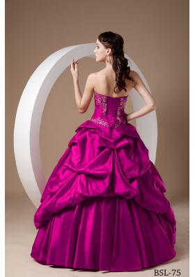 A-line Sweetheart Floor-length Taffeta Appliques Prom / Evening Dress