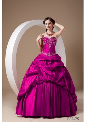 A-line Sweetheart Floor-length Taffeta Appliques Prom / Evening Dress
