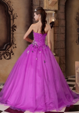 Appliques and Beading Sweetheart Organza Quinceanera Dress for Cheap