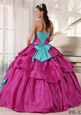 Ball Gown Sweetheart Floor-length Taffeta Appliques Quinceanera Dress