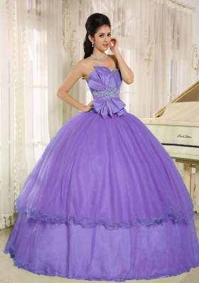 Elegant Beading and Bowknot 2014 Lavender Quinceanera Dresses