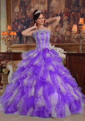 Exclusive Puffy Strapless 2014 Quinceanera Dresses with Appliques