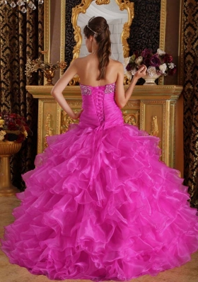 Exclusive Sweetheart Organza Beaded Decorate Bust Quinceanera Dress