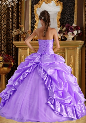 Exquisite Lavender Ball Gown 2014 Beading Quinceanera Dresses with Pick-ups