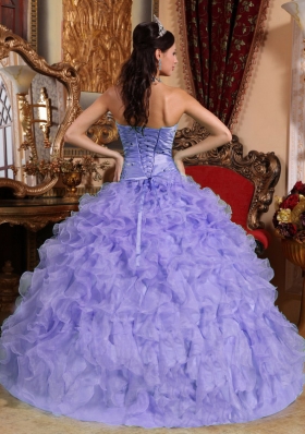 Exquisite Sweetheart Beading and Ruffles Lavender Quinceanera Dress for 2014