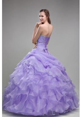 Gorgeous Lavender Puffy Strapless Beading and Ruffles Quinceanera Dresses for 201