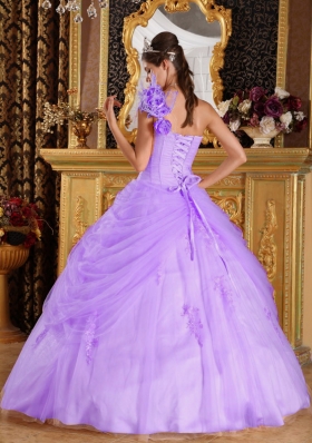 Gorgeous Puffy One Shoulder Appliques Quinceanera Dresses for 2014