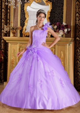 Gorgeous Puffy One Shoulder Appliques Quinceanera Dresses for 2014