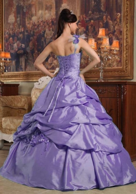 Luxurious Purple Puffy One Shoulder 2014 Quinceanera Dress